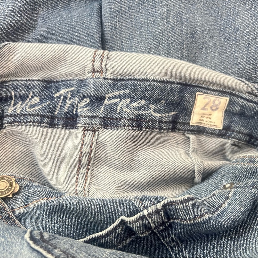 Free People We the Free Slim Ankle Denim Overalls Size 28 - Picture 9 of 13